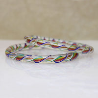 Rainbow Twist Murano Glass Bangle Bracelets