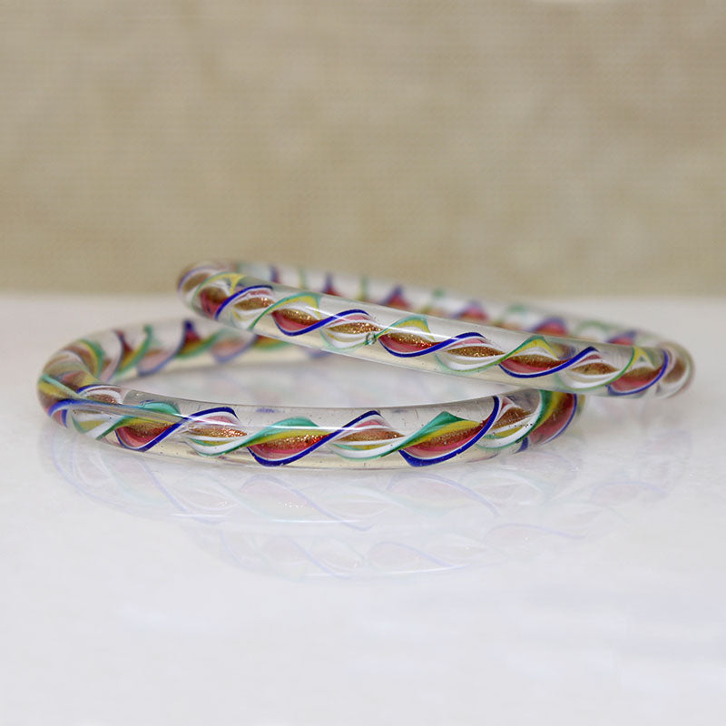 Rainbow Twist Murano Glass Bangle Bracelets