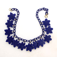 Bright Blue Blossoms Celluloid Necklace