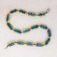 Celluloid & Sparkling Blue Rhinestone Choker