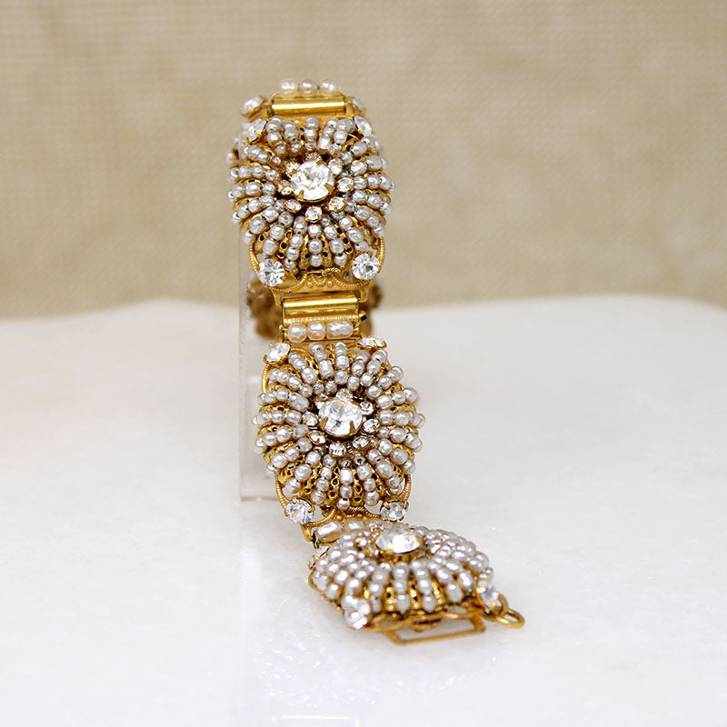 Lavish "Pearl" & Crystal Bracelet by Miriam Haskell
