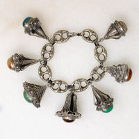 Silver Italian Bracelet with Lantern-Shaped Charms