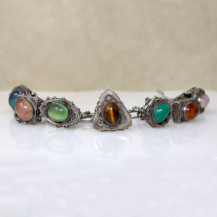 Silver Italian Bracelet with Lantern-Shaped Charms