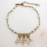 Lavish "Pearl" & Crystal Fringe Necklace by Haskell
