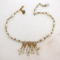 Lavish "Pearl" & Crystal Fringe Necklace by Haskell