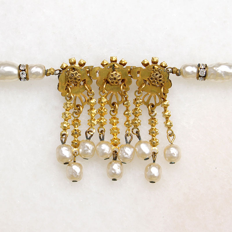 Lavish "Pearl" & Crystal Fringe Necklace by Haskell