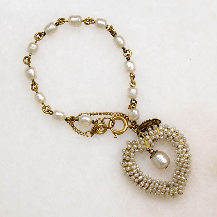 Romantic"Pearl" Heart Bracelet by Miriam Haskell