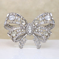 Formal Symmetry Rhinestone Bow Brooch by Staret