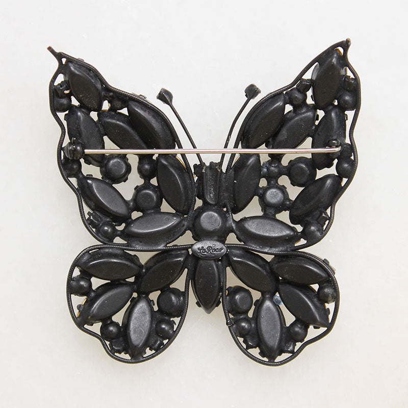 Brilliant White Rhinestone Butterfly Brooch by La Roco