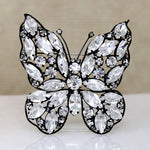 Brilliant White Rhinestone Butterfly Brooch by La Roco