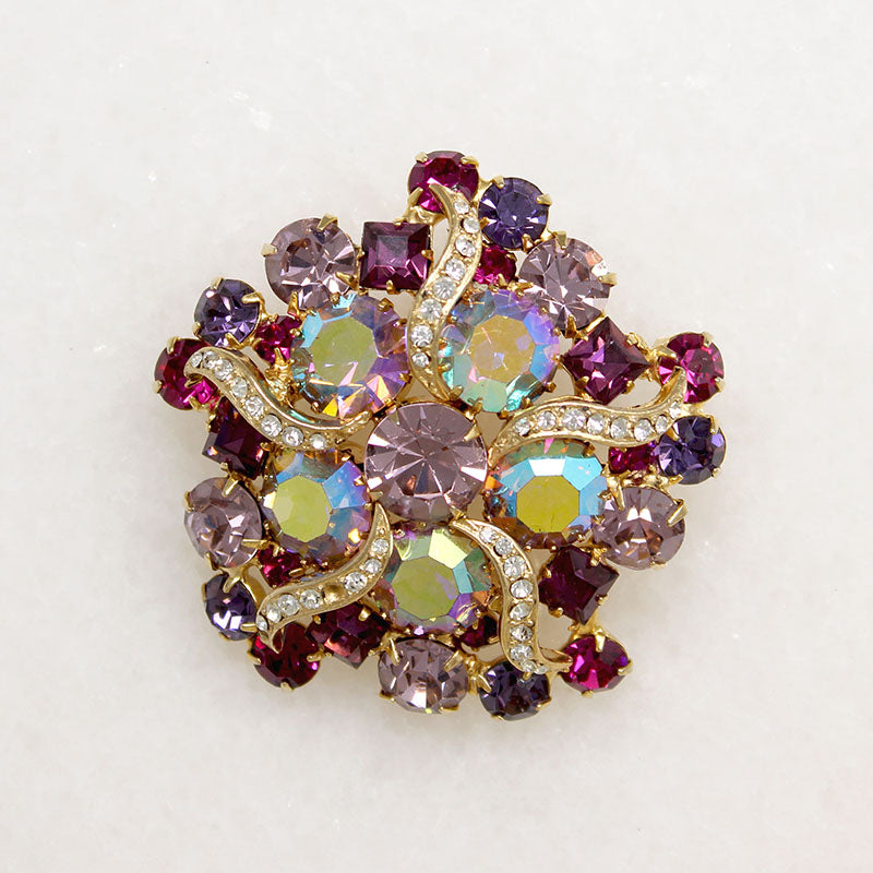 Pink & Purple Pinwheel Costume Brooch