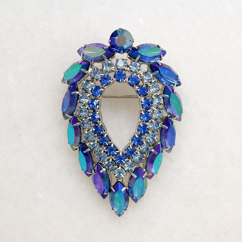 Sarah Coventry Fierce Blue Rhinestone Brooch