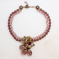 Decadent Pink & Purple Crystal Necklace by Miriam Haskell