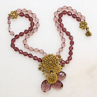 Decadent Pink & Purple Crystal Necklace by Miriam Haskell