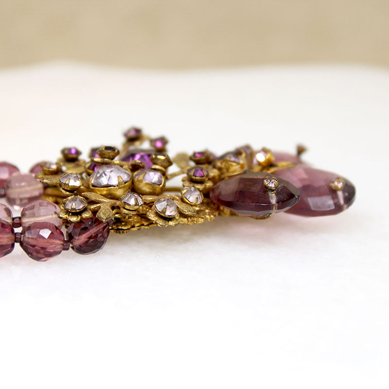 Decadent Pink & Purple Crystal Necklace by Miriam Haskell