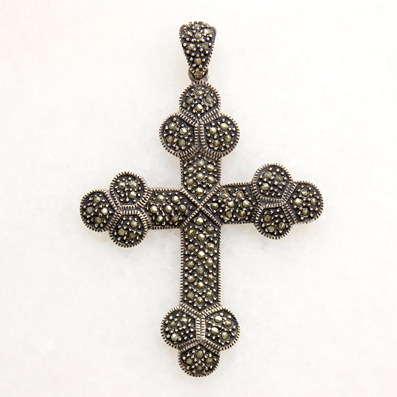 Gothic Glamour Marcasite Encrusted Sterling Cross