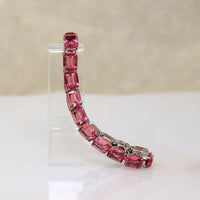 Watermelon-Pink Glass & Sterling Silver Line Bracelet