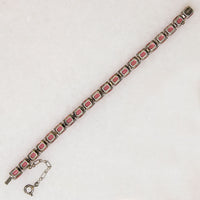Watermelon-Pink Glass & Sterling Silver Line Bracelet
