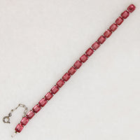 Watermelon-Pink Glass & Sterling Silver Line Bracelet