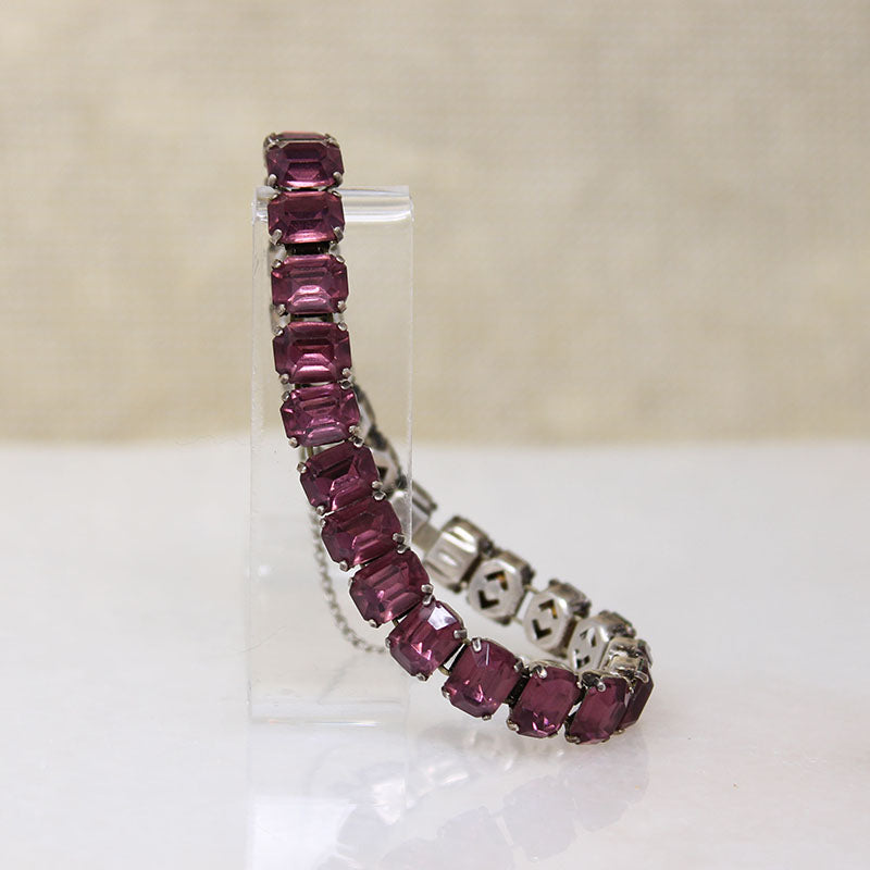 Deep Purple Glass in Sterling Line Bracelet