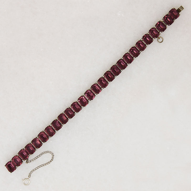 Deep Purple Glass in Sterling Line Bracelet