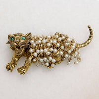 Savage Tiger with Frothy Pearls Hattie Carnegie Brooch