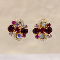 Flashing Pinks & Purples Rhinestone Earrings by Kramer