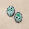 Floral Carved Jade in Silver Stud Earrings