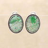 Floral Carved Jade in Silver Stud Earrings