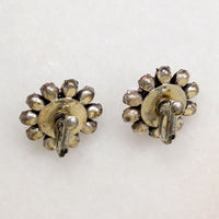 Red Aurora Borealis Rhinestone Flower Earrings by Vendome