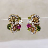 Colorful Miriam Haskell Clip-On Daisy Earrings