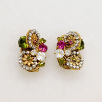 Colorful Miriam Haskell Clip-On Daisy Earrings