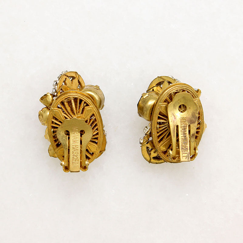 Colorful Miriam Haskell Clip-On Daisy Earrings