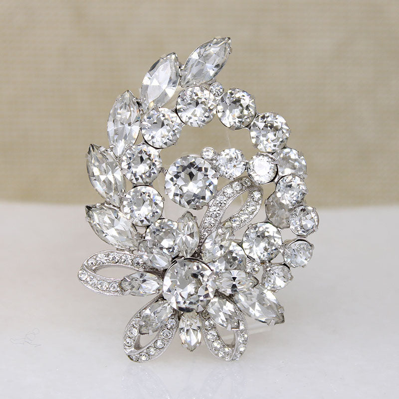 Exuberant Eisenberg Ice Crystal Corsage Brooch