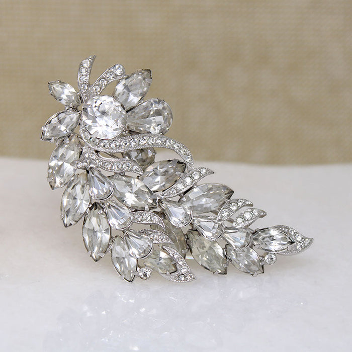 Captivating Feather Motif Eisenberg Ice Brooch