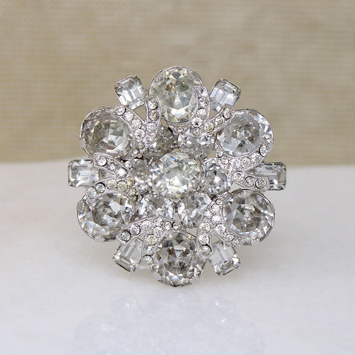 Round Eisenberg Swarovski Crystal Brooch 