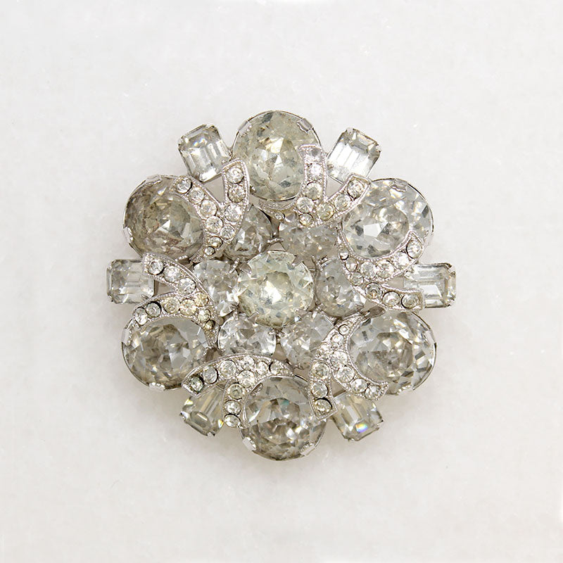 Round Eisenberg Swarovski Crystal Brooch 