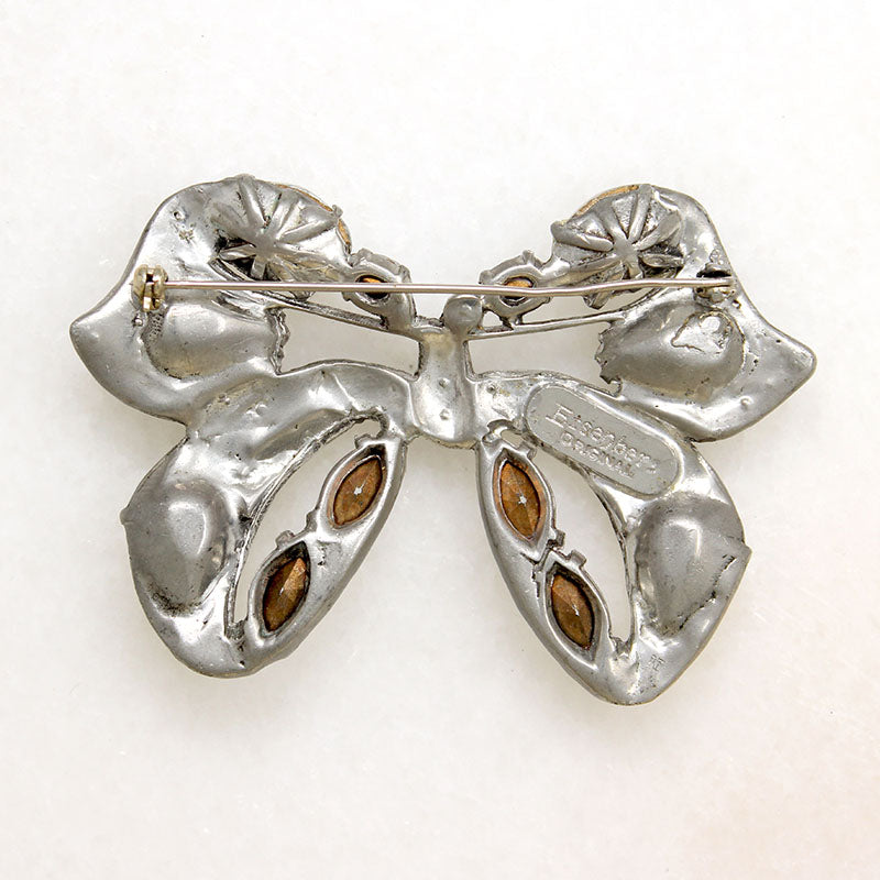 Bountiful Eisenberg Original Crystal & Sterling Bow Brooch