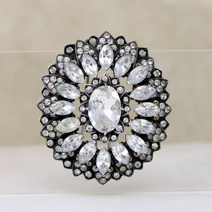 Tiered Sterling & Crystal Eisenberg Original Brooch
