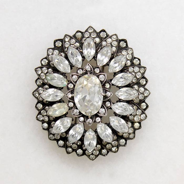 Tiered Sterling & Crystal Eisenberg Original Brooch