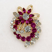 Rare Eisenberg Brooch with Fuchsia & Silver Crystals 
