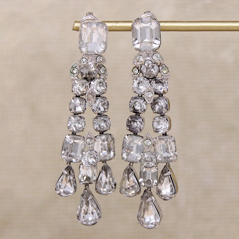 Long Eisenberg Ice Crystal Chandelier Earrings
