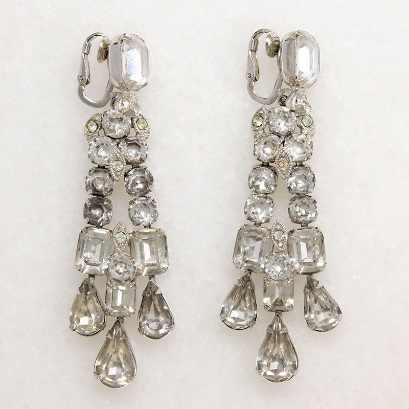 Long Eisenberg Ice Crystal Chandelier Earrings