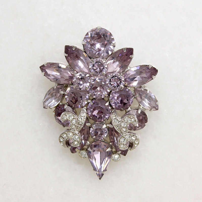 Orchid-Colored Crystal Eisenberg Brooch