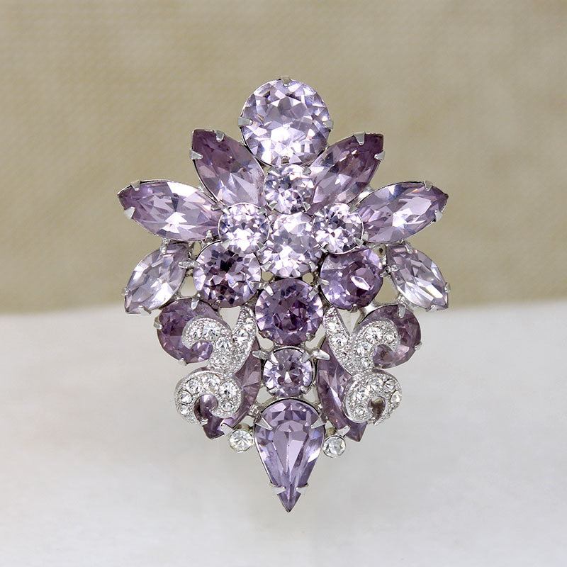 Orchid-Colored Crystal Eisenberg Brooch