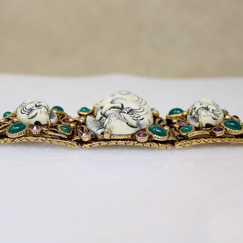 Elaborate Noh Mask Bracelet by Selro