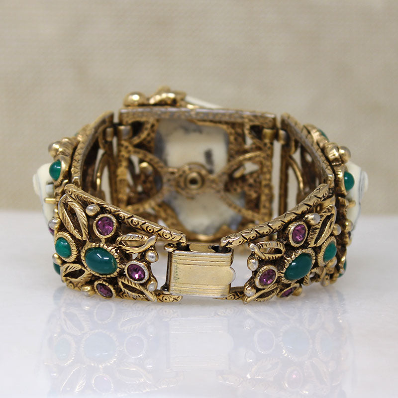 Elaborate Noh Mask Bracelet by Selro