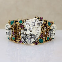Elaborate Noh Mask Bracelet by Selro