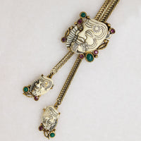 Dramatic Bolo Style Noh Mask Necklace by Selro