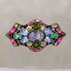 Shield-Shaped Hollycraft Brooch with Colorful Rhinestones